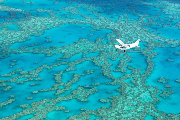 Fly over the Great Barrier Reef